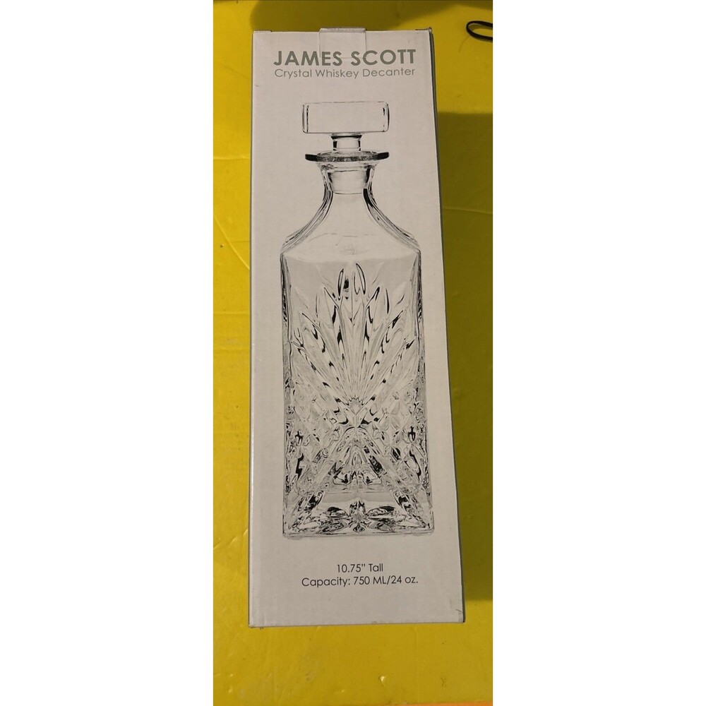 James Scott Crystal Whiskey Decanter  10.75 Tall  750ml 24oz